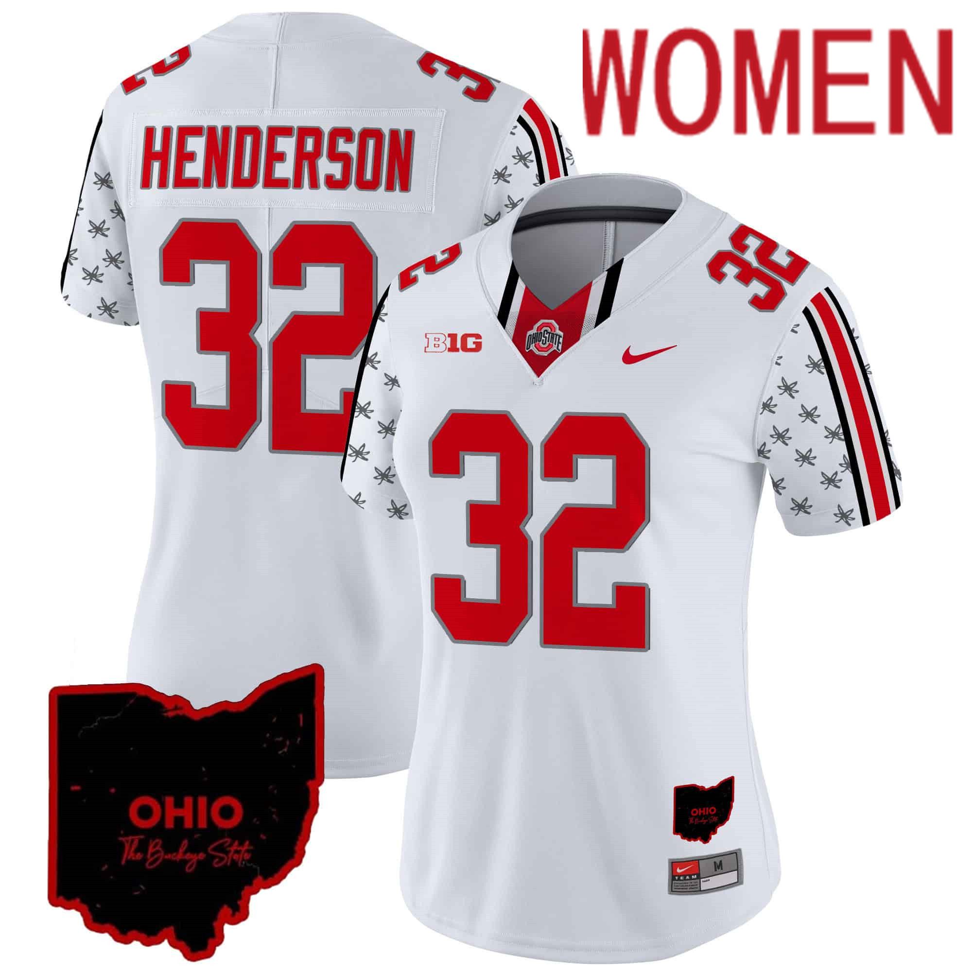 Women Ohio State Buckeyes #32 Henderson White 2024 Nike Home Patch Vapor Limited NCAA Jersey->women nfl jersey->Women Jersey